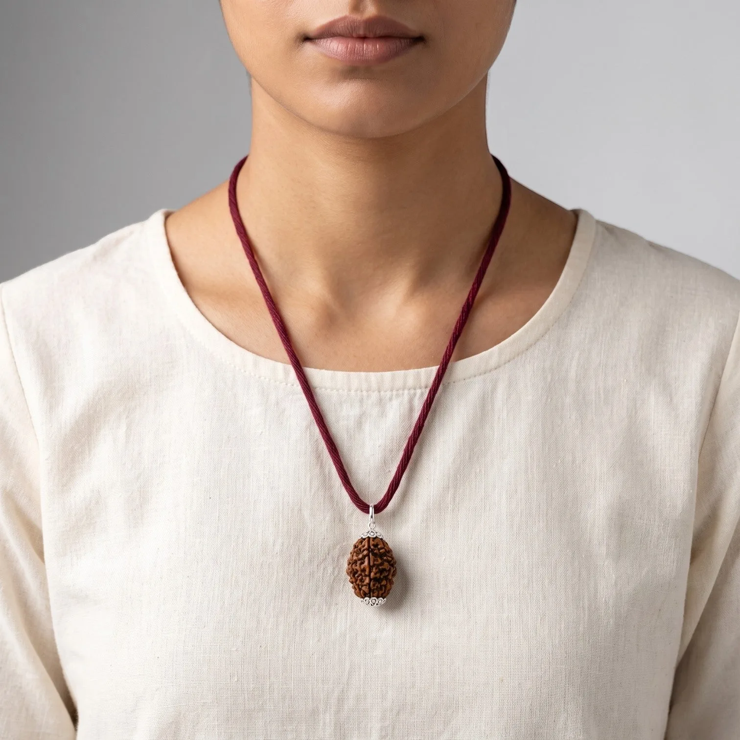 Natural 3 Mukhi Rudraksha GS Pendant