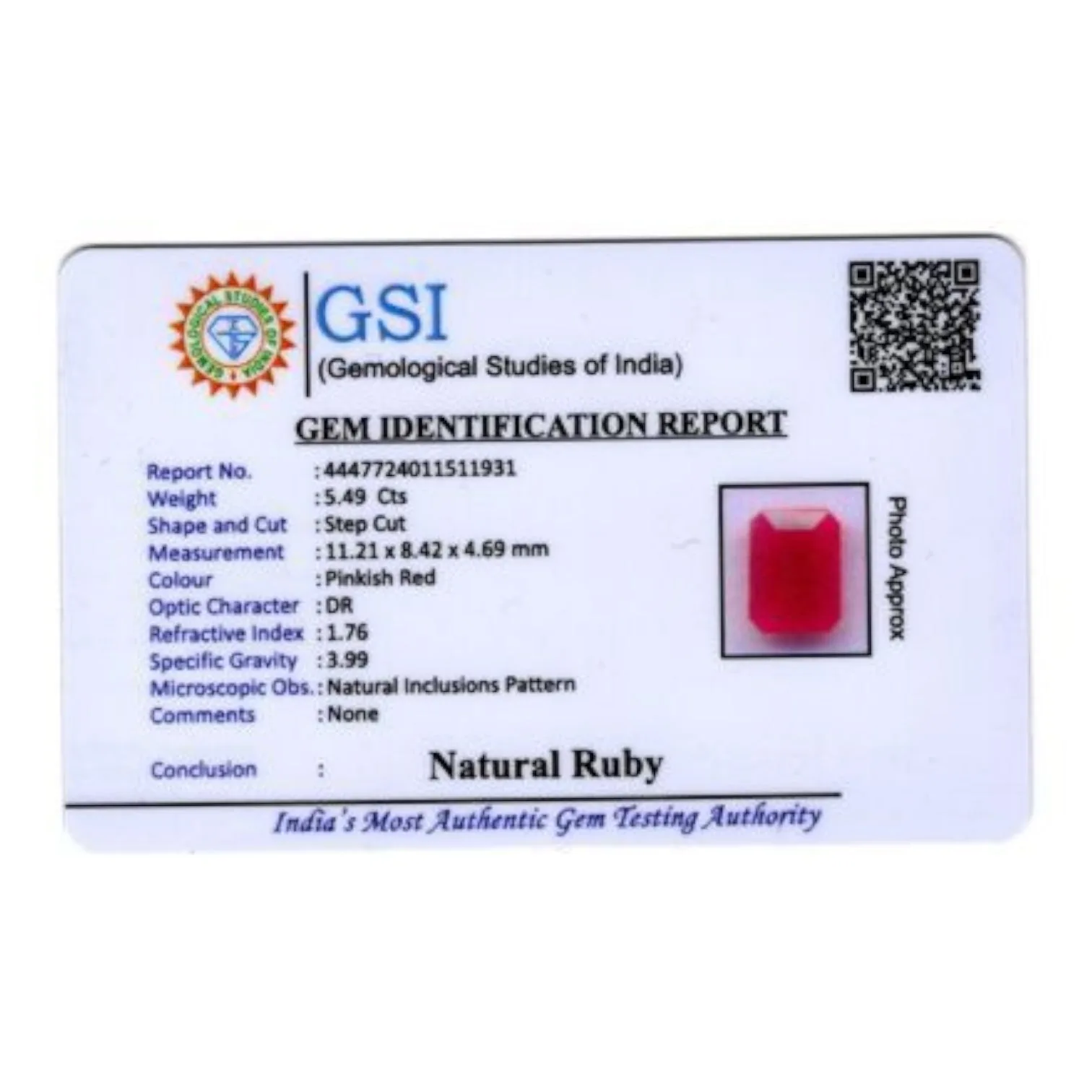 Natural Ruby - 5.49 Carat
