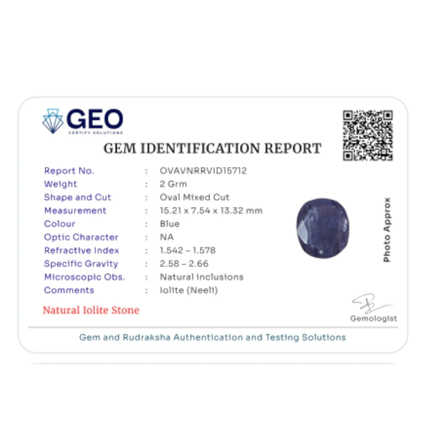 Natural Iolite - 10 Carat