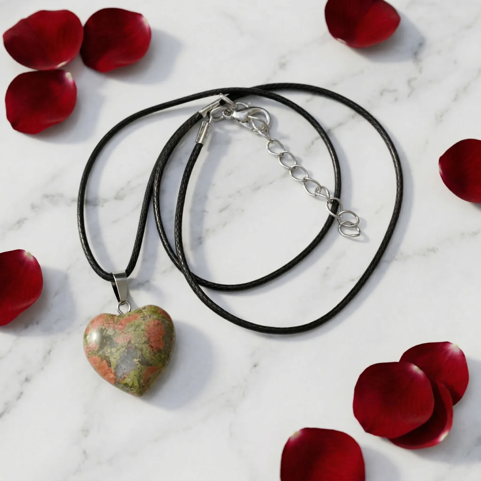 Unakite Heart Pendant