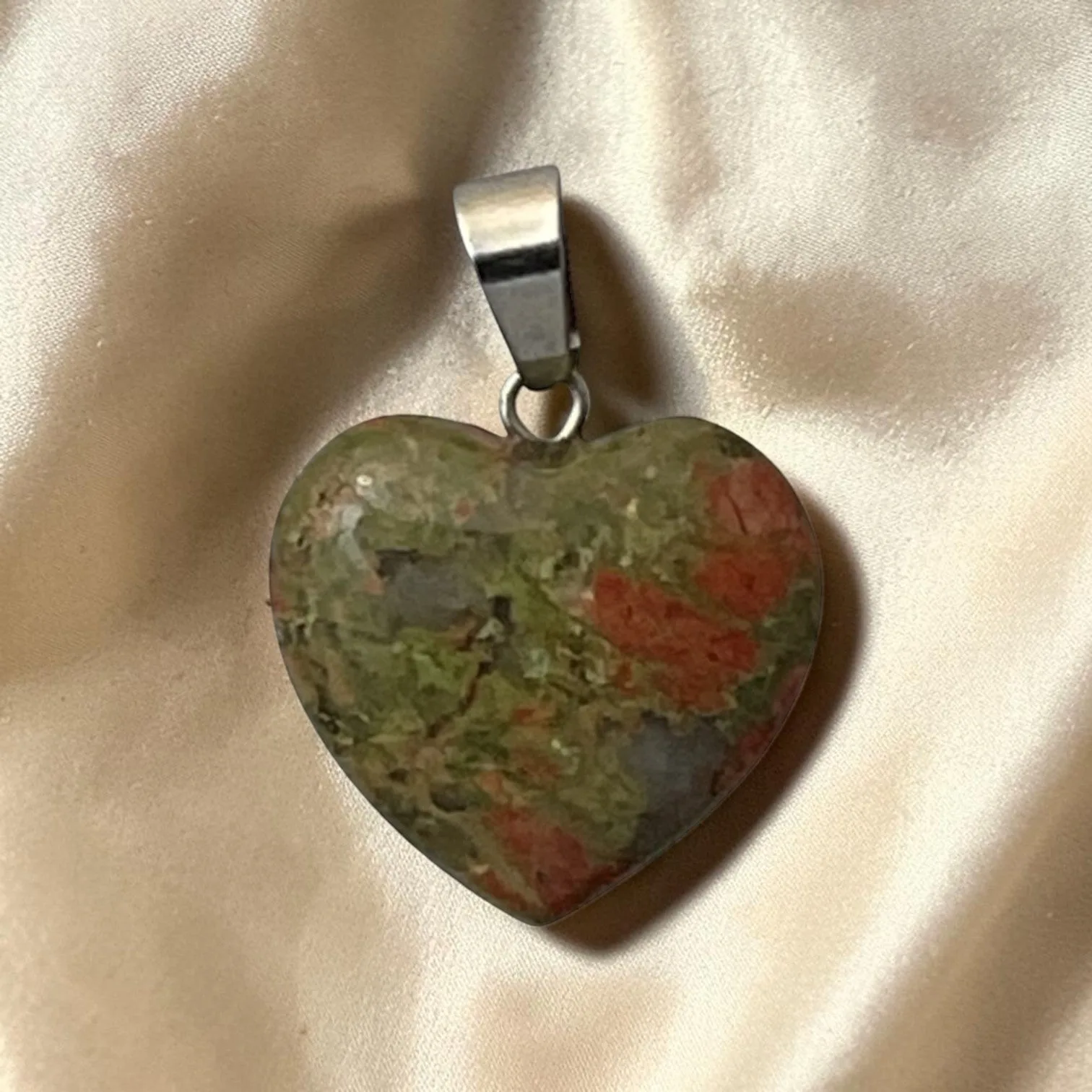 Unakite Heart Pendant