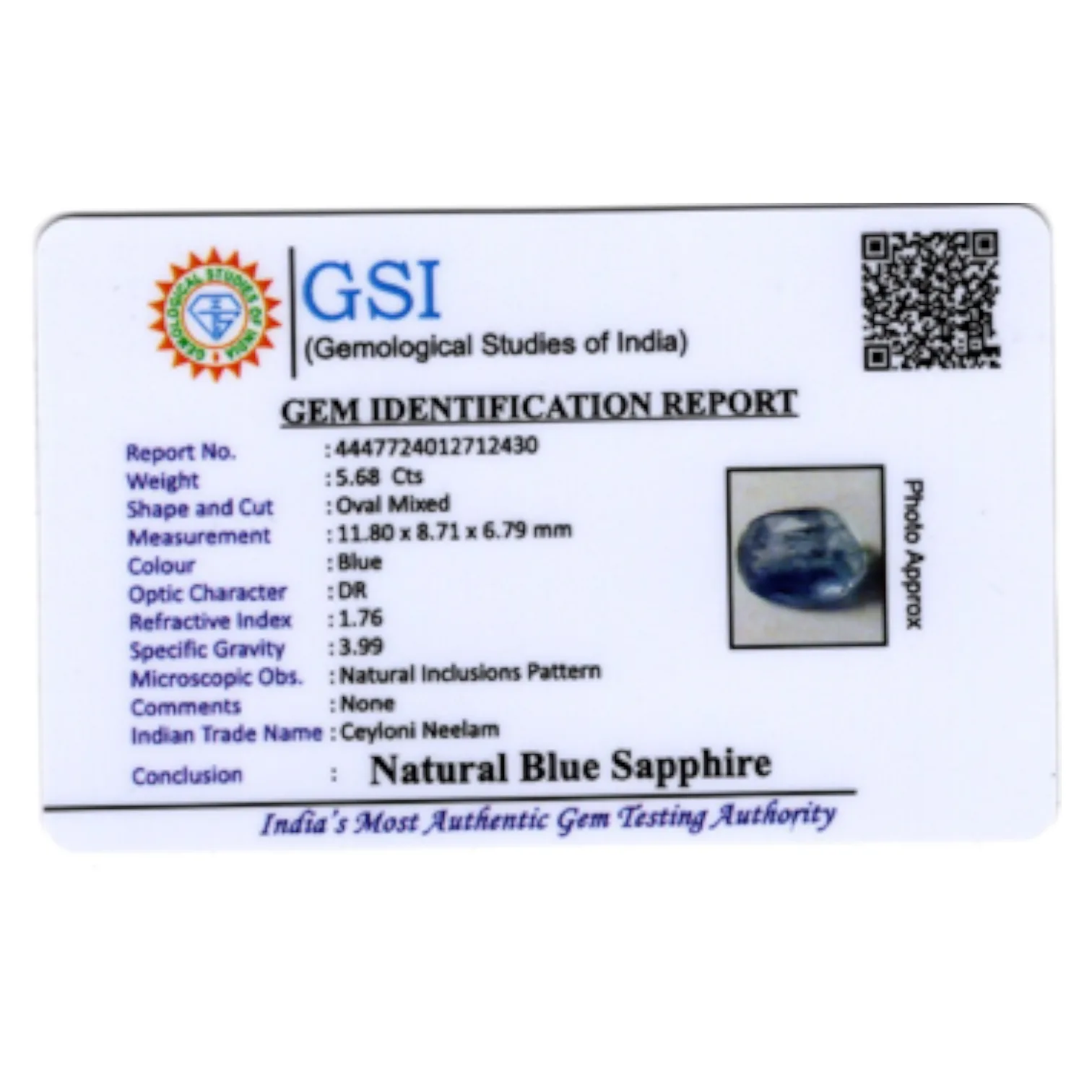 Blue Sapphire - 5.68 Carat