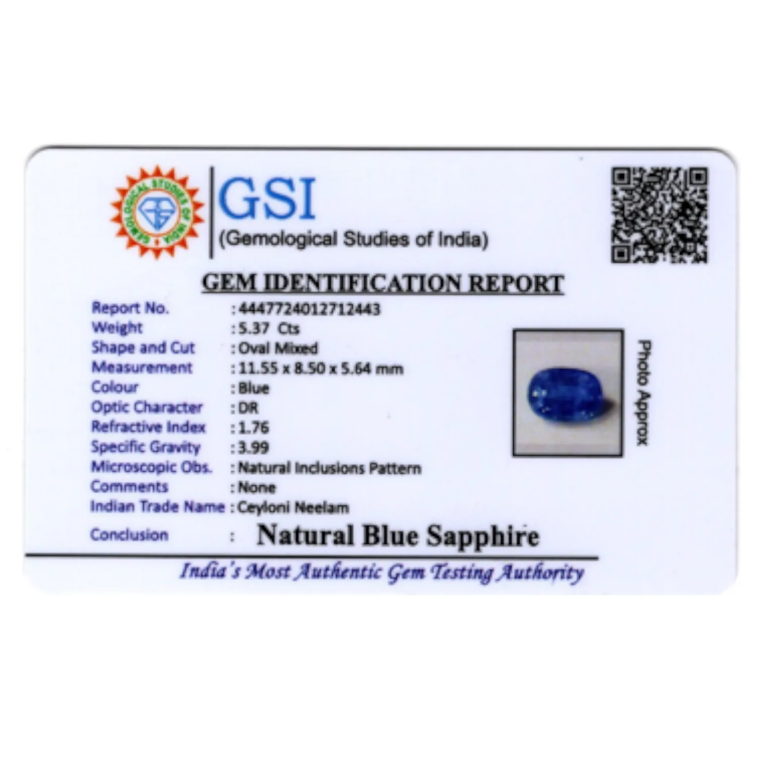 Blue Sapphire - 5.37 Carat