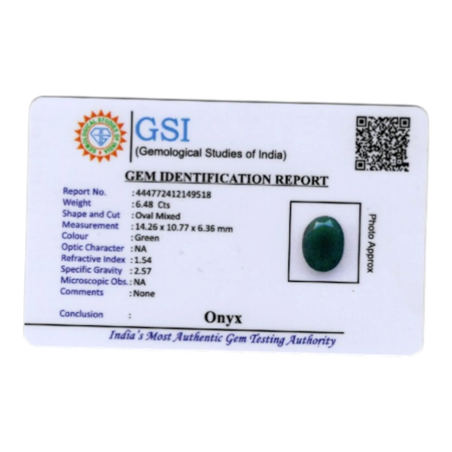 Green Onyx - 6.48 Carat