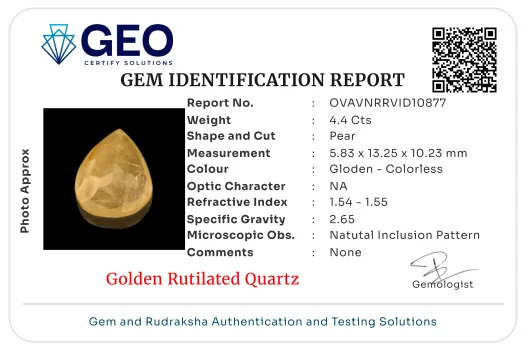 Golden Rutilated Quartz - 4.4 Carat