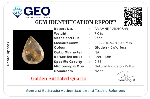Golden Rutilated Quartz - 7 Carat
