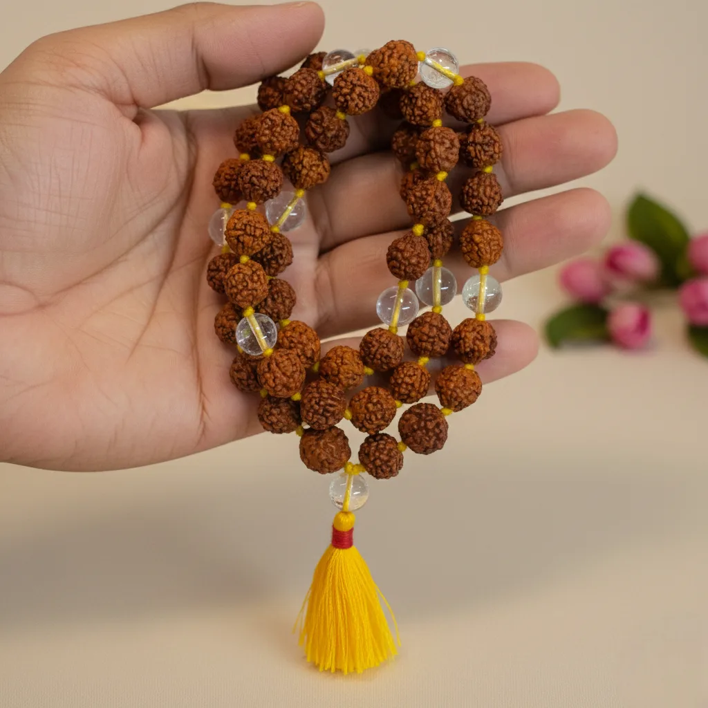 5 Mukhi Rudraksha + Sphatik Mala (54+1)