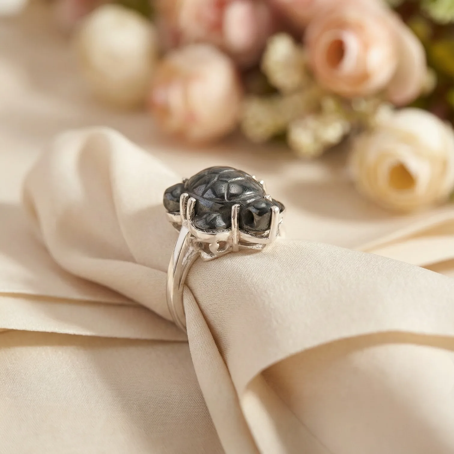 Haematite Turtle Ring