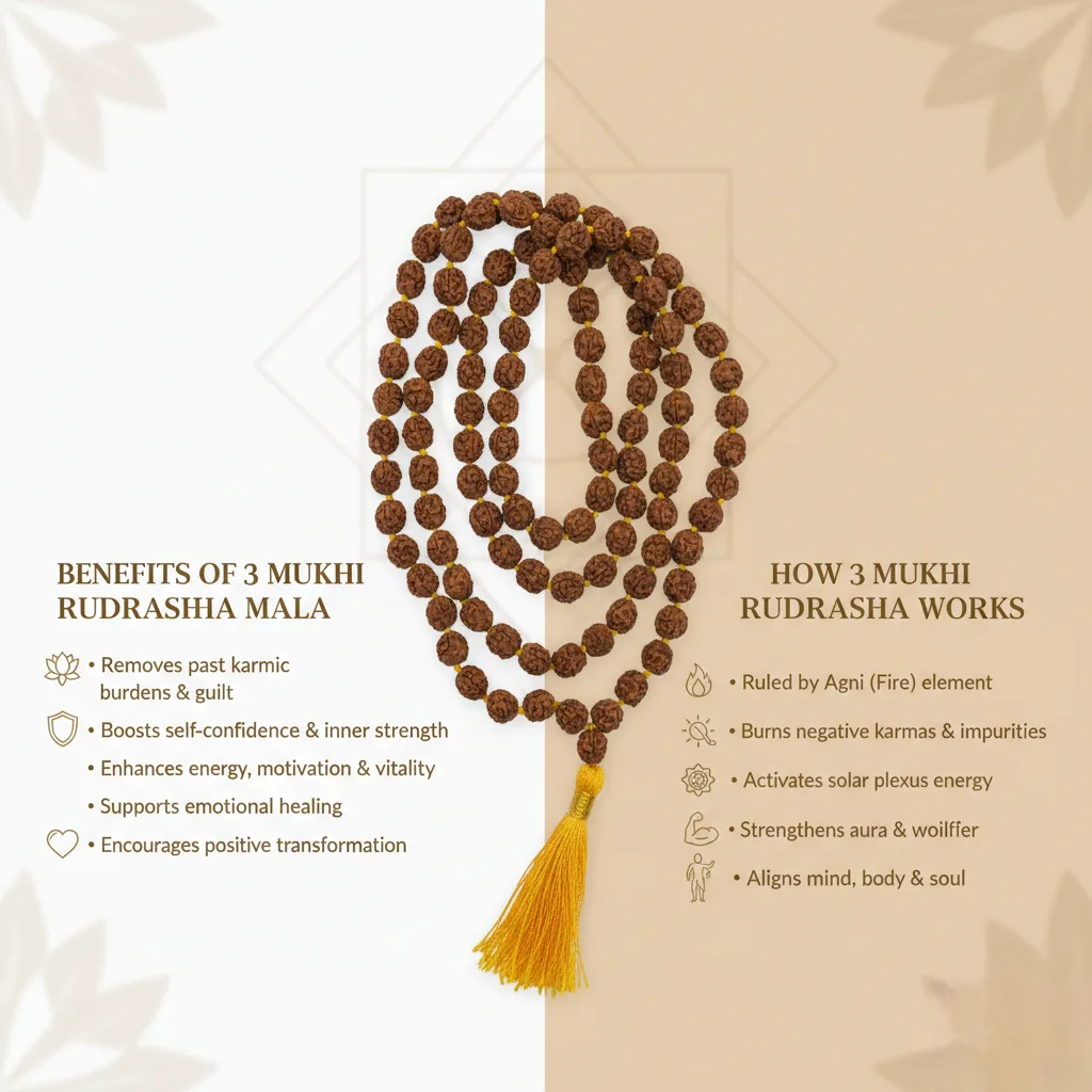 3 Mukhi Rudraksha Mala (108+1)