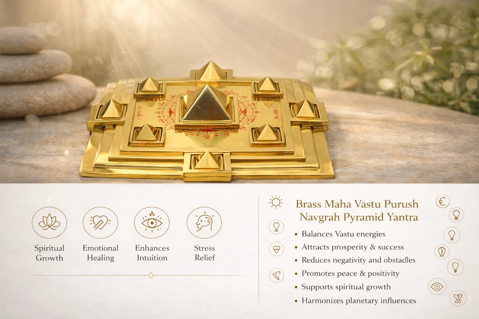 Brass Maha Vastu Purush Navgrah Pyramid Yantra (16 x 16) Cm