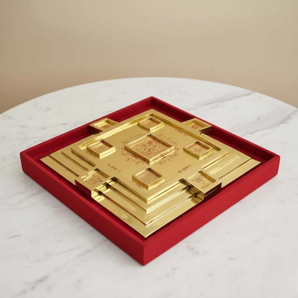 Brass Maha Vastu Purush Navgrah Pyramid Yantra (16 x 16) Cm