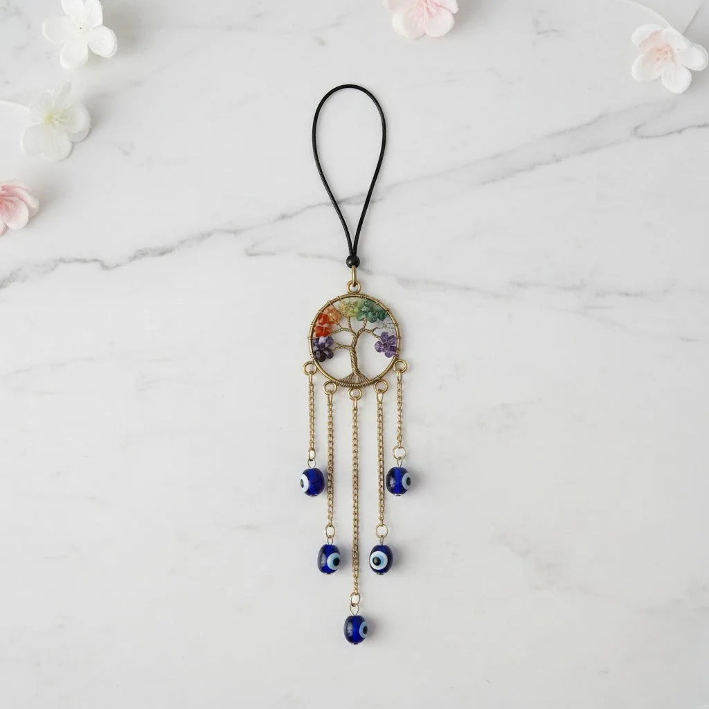 7 Chakra Evil Eye Tree of Life keychain