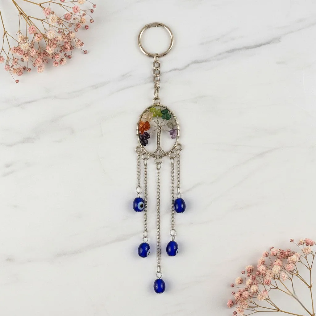 7 Chakra Evil Eye Tree of Life keychain