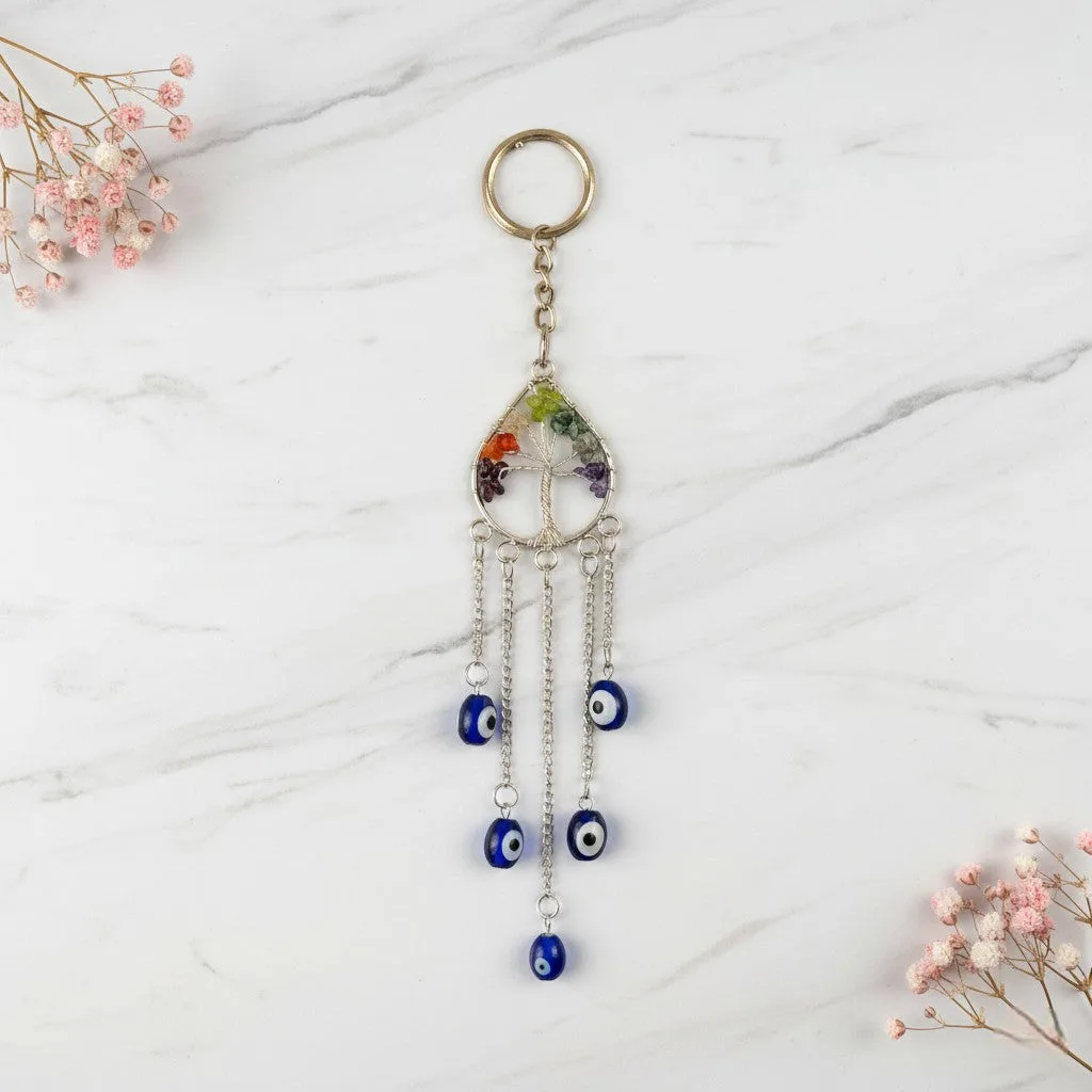 7 Chakra Evil Eye Tree of Life keychain