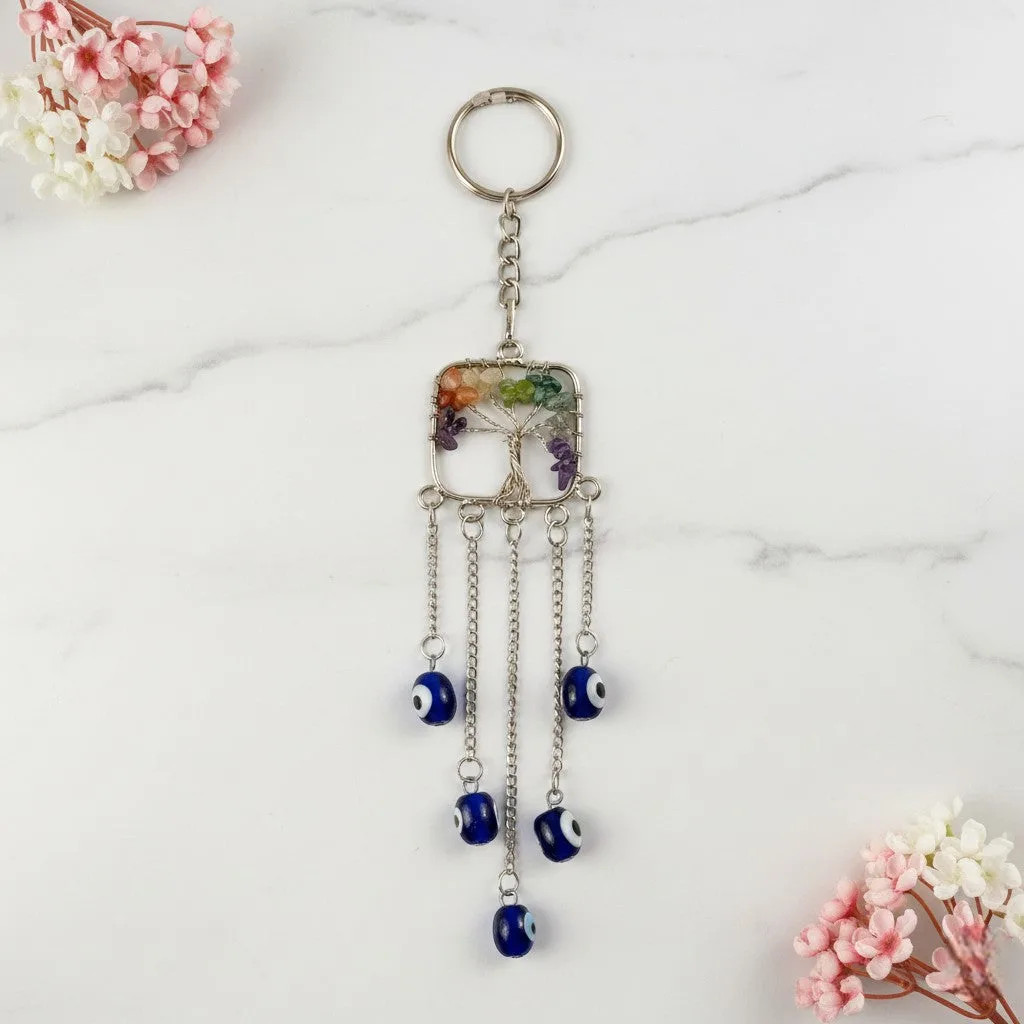 7 Chakra Evil Eye Tree of Life keychain