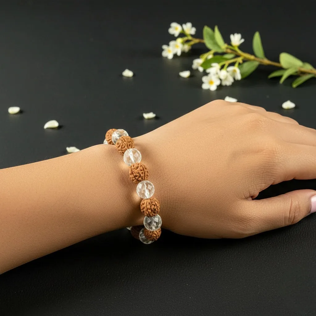4 Mukhi + Sphatik Rudraksha Bracelet