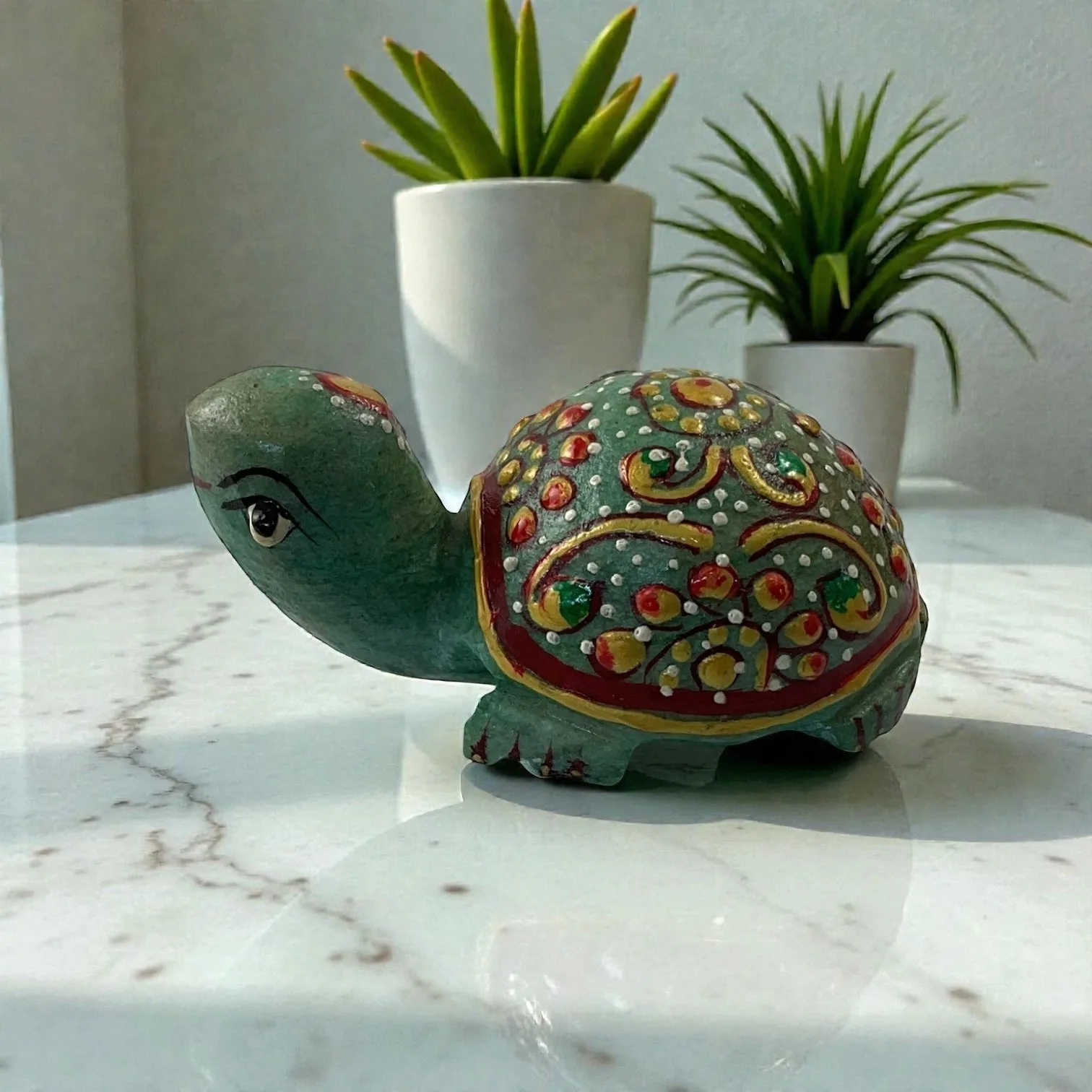 Printed Green Aventurine Turtle