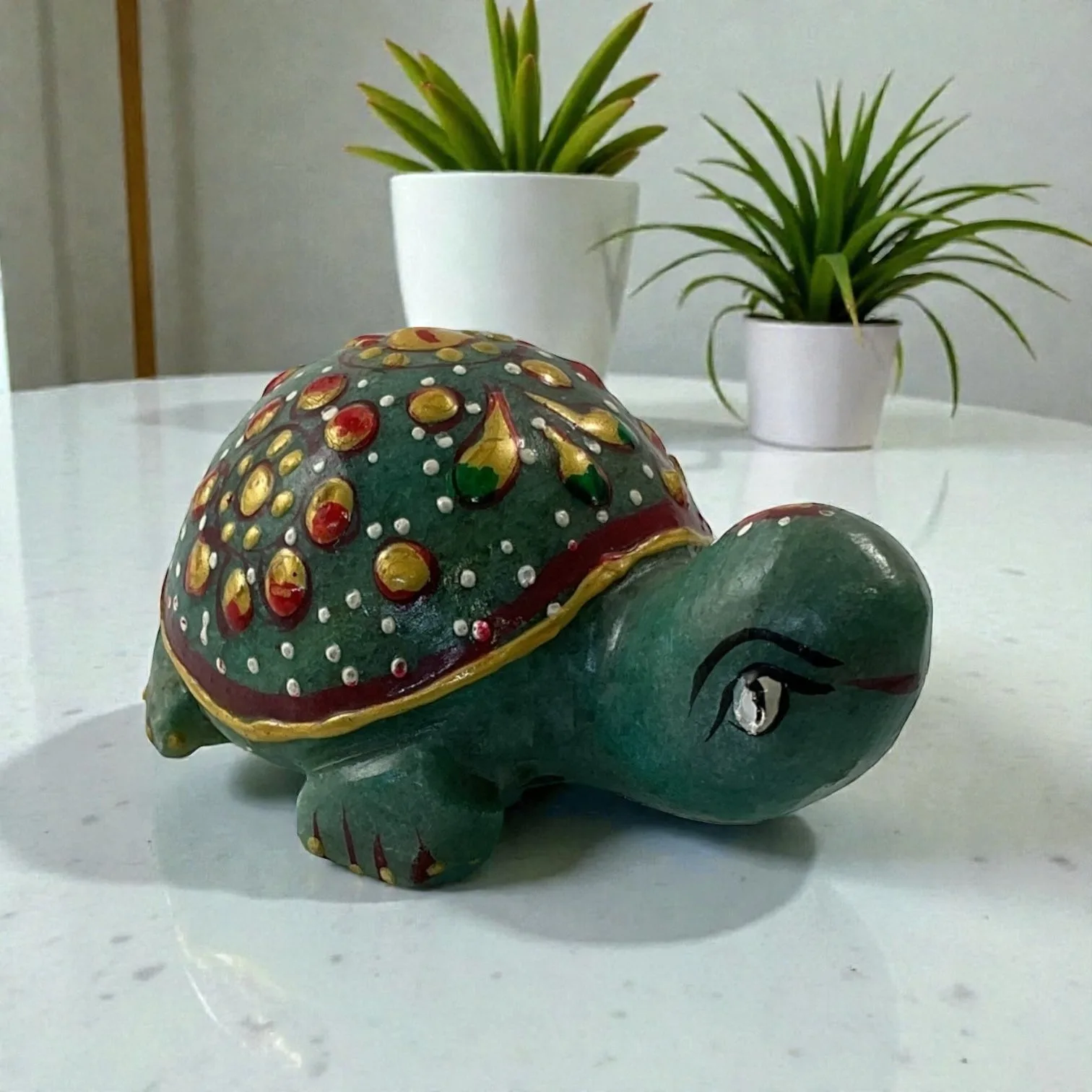 Printed Green Aventurine Turtle