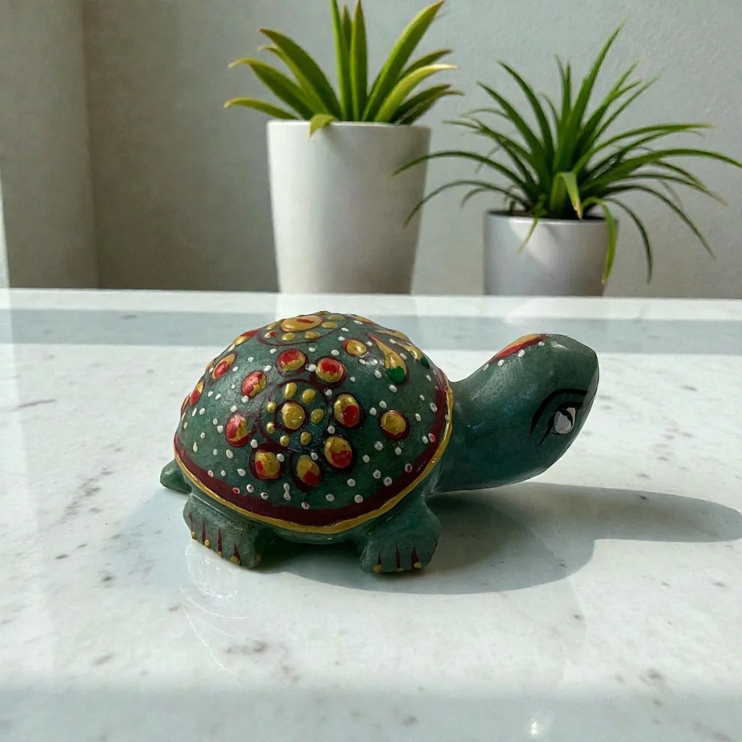 Printed Green Aventurine Turtle