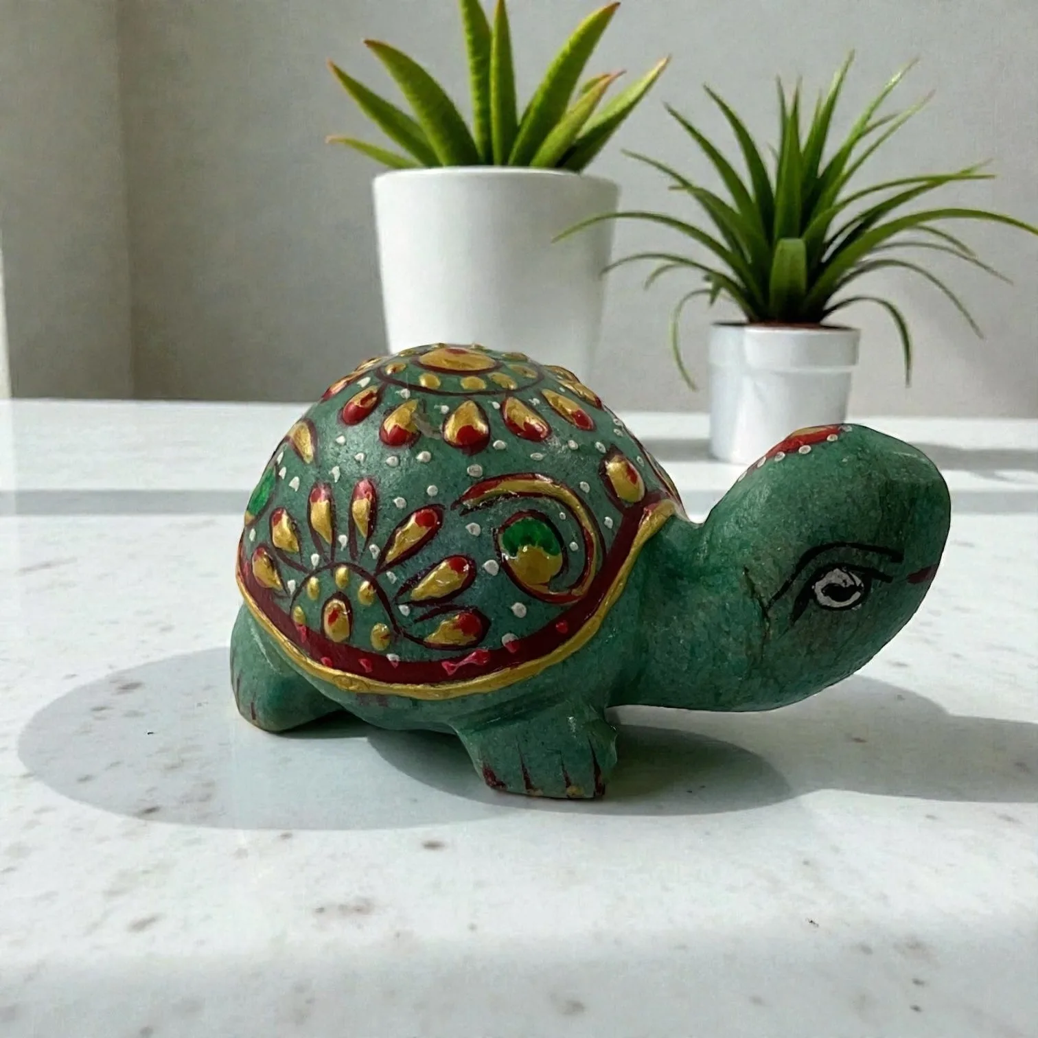 Printed Green Aventurine Turtle