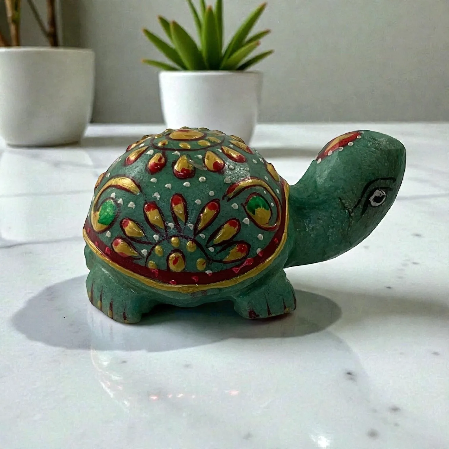 Printed Green Aventurine Turtle