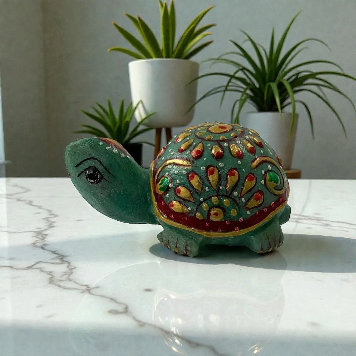 Printed Green Aventurine Turtle