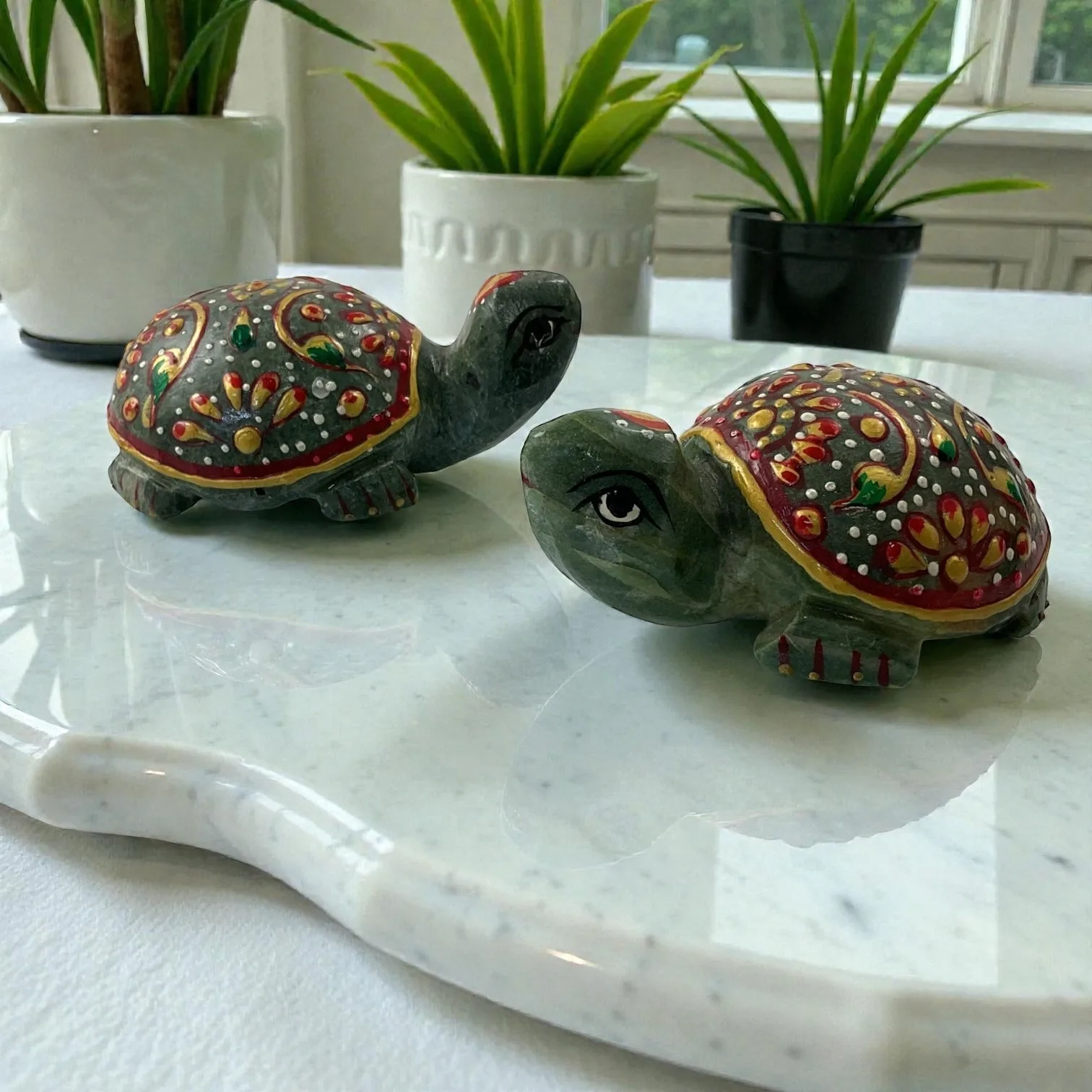 Printed Green Aventurine Turtle