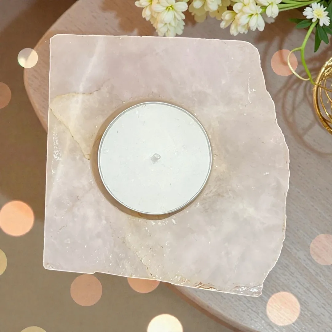 Rose Quartz Candle Holder