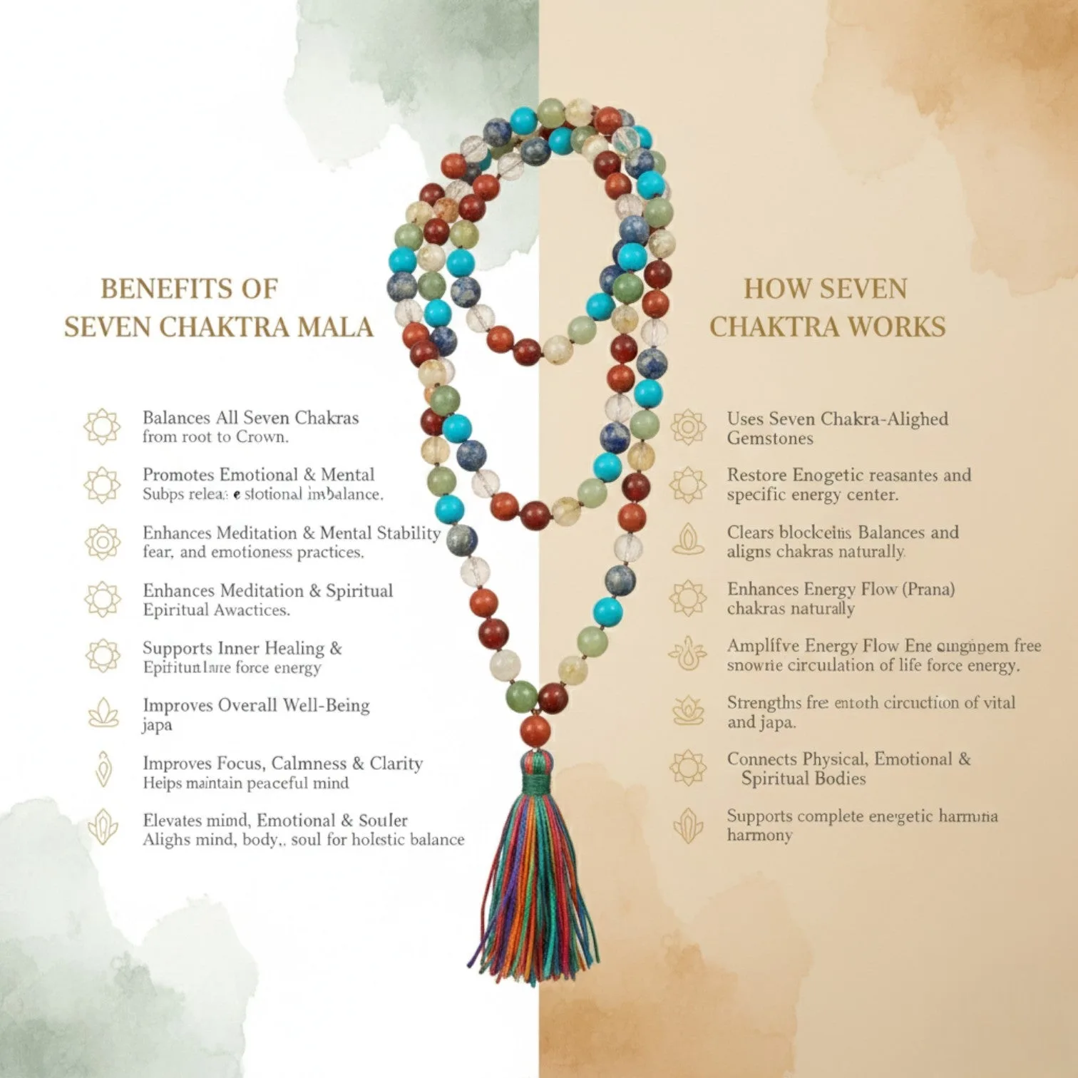7 Chakra Mala (108 beads) 8 mm