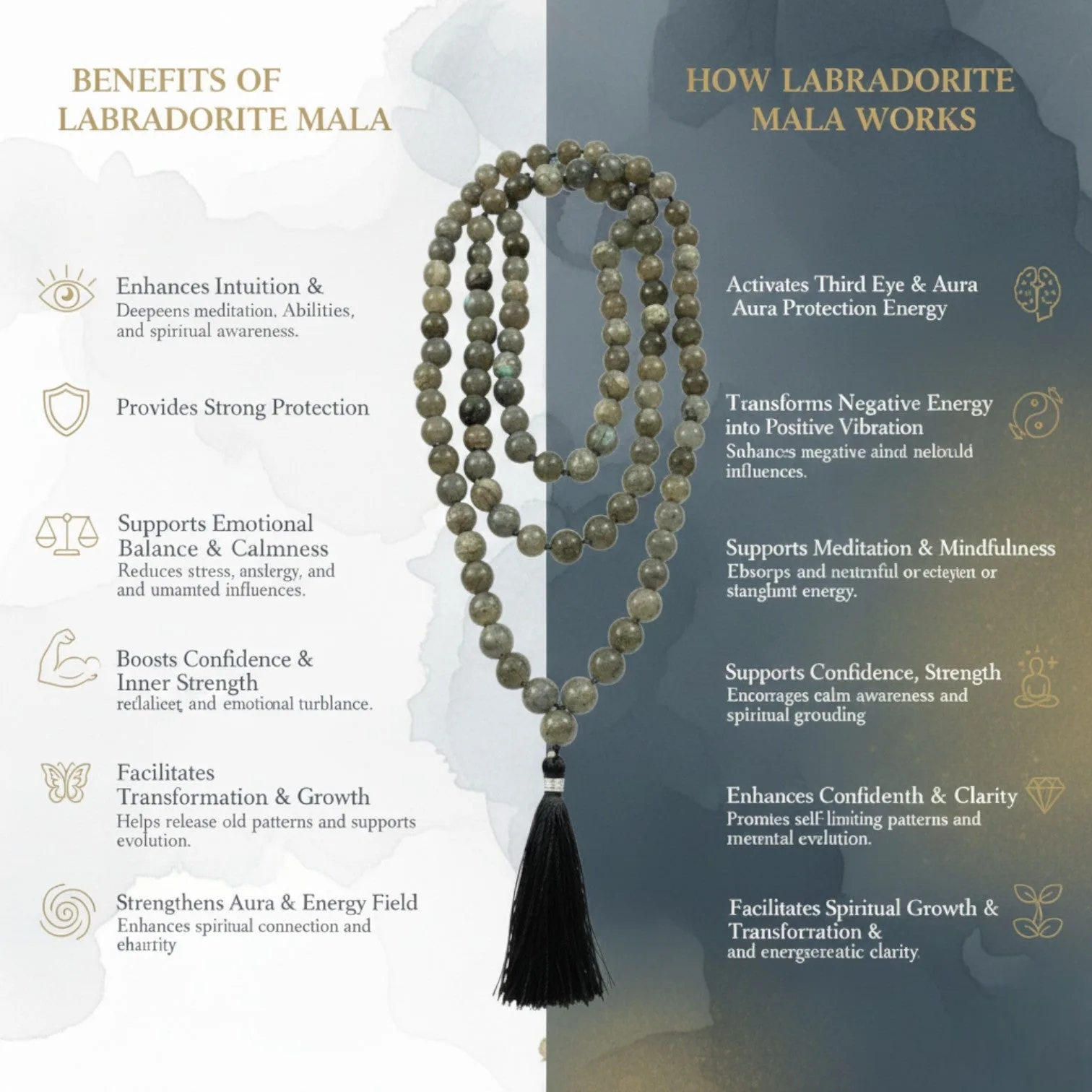 Labrodorite Mala (108 beads) 8 mm