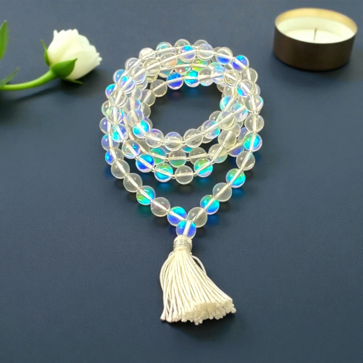 Angelite Mala (108 beads) 8 mm