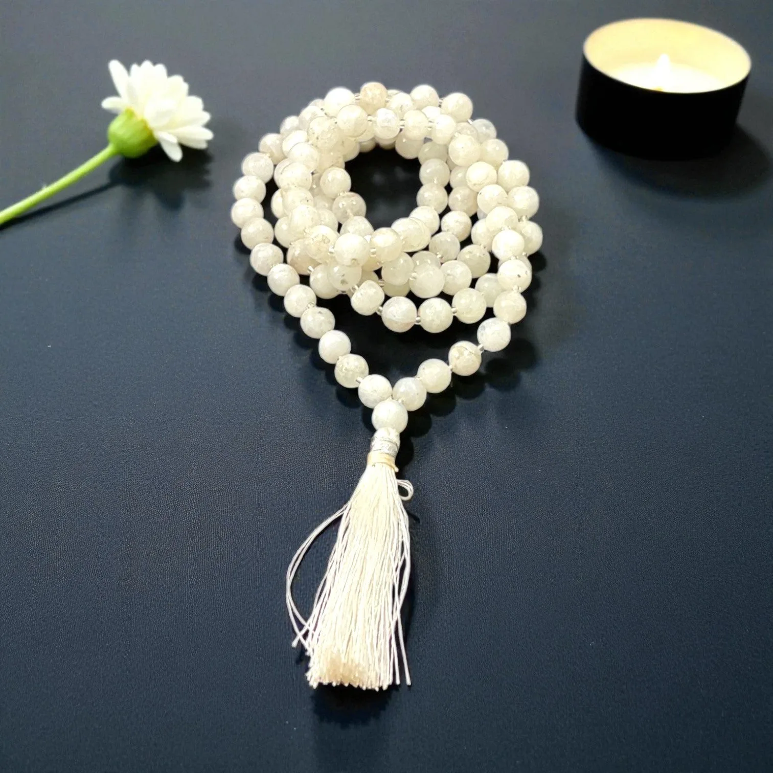 Rainbow Moonstone Mala (108 beads) 8 mm