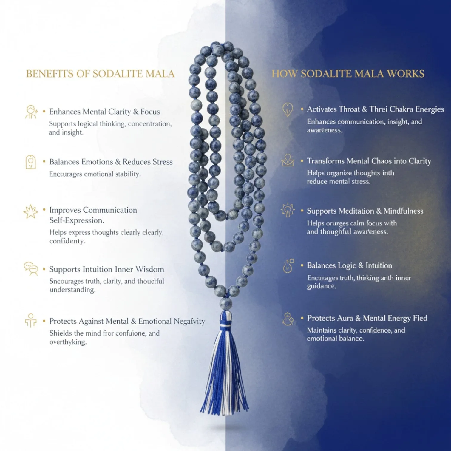 Sodalite Mala (108 beads) 8 mm