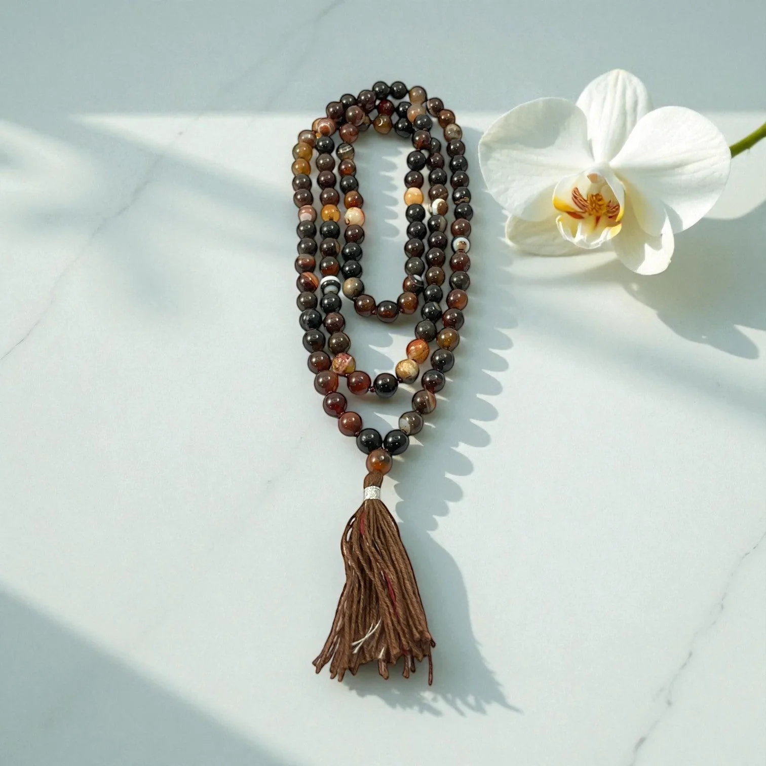 Bostwana Agate Mala (108 beads) 8 mm