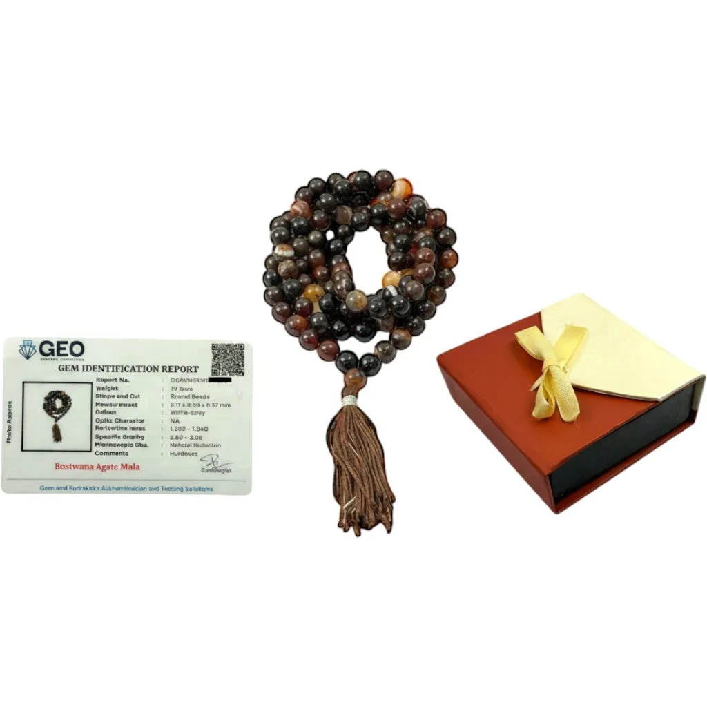 Bostwana Agate Mala (108 beads) 8 mm