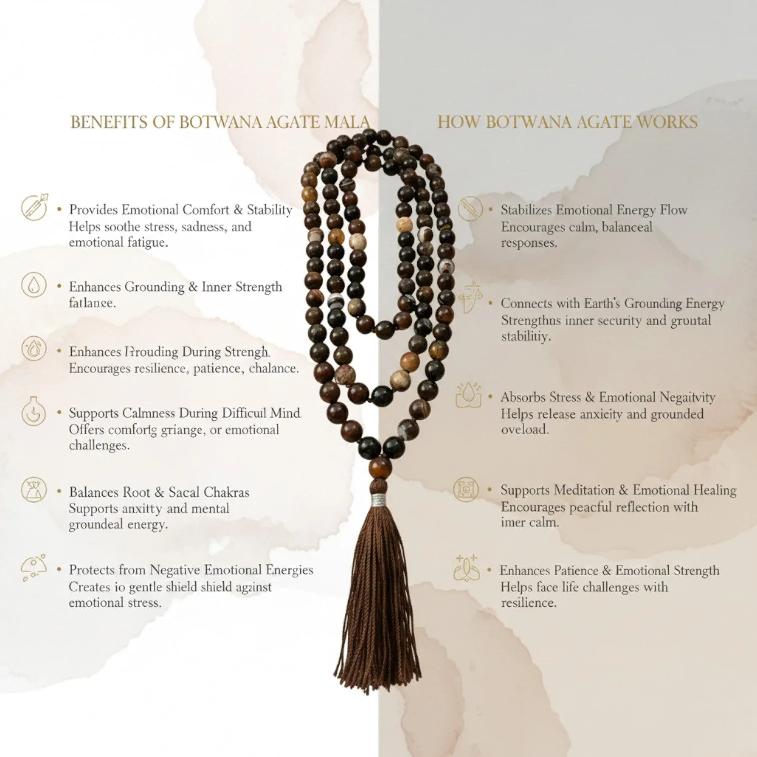 Bostwana Agate Mala (108 beads) 8 mm
