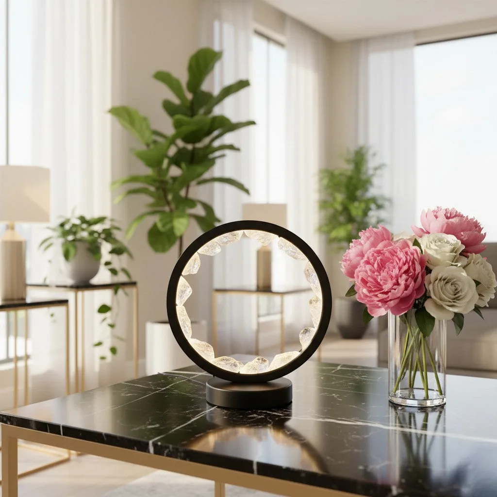 Clear Quartz Crystal LED Lamp
