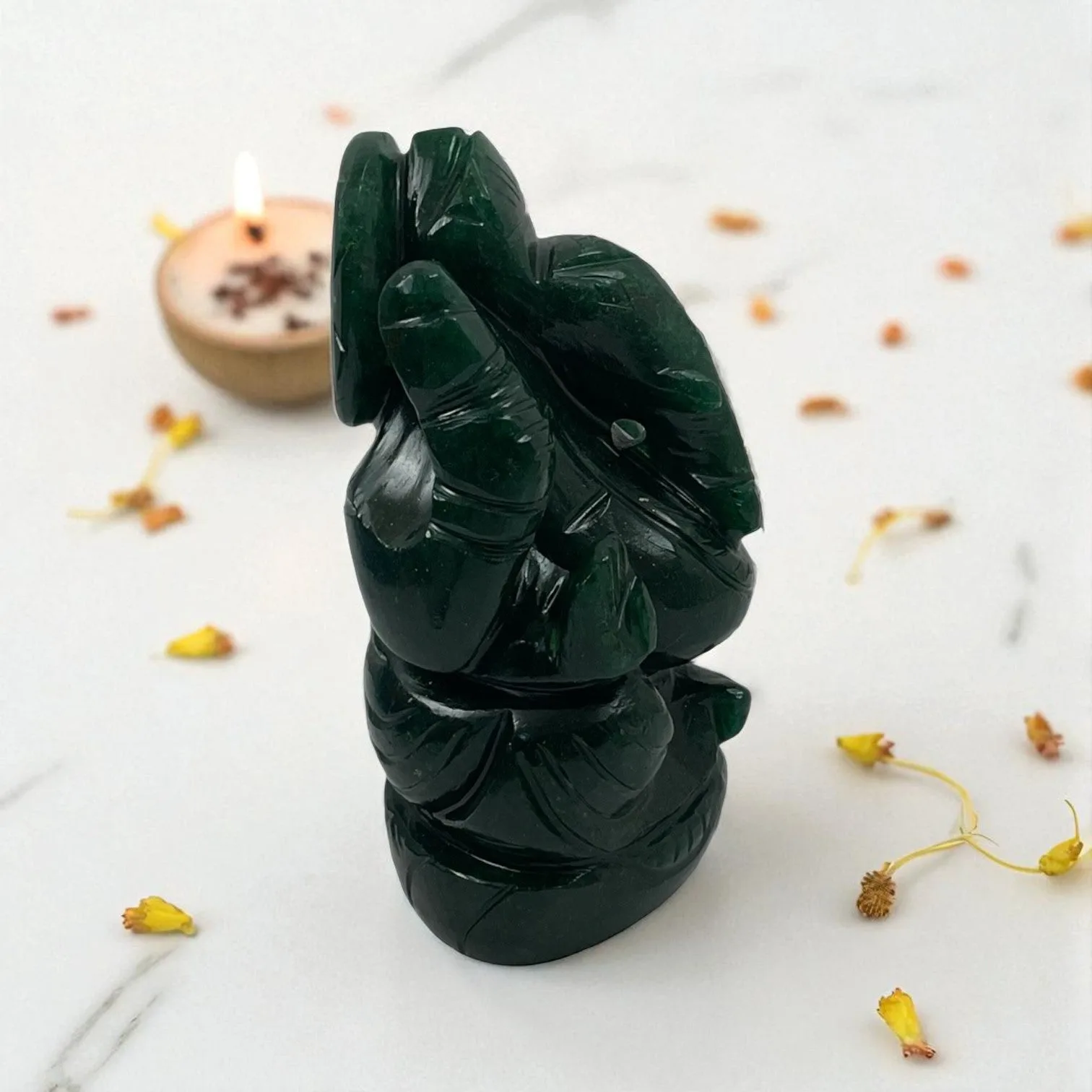 Green Aventurine (Dark ) Crystal Ganesha for Positivity