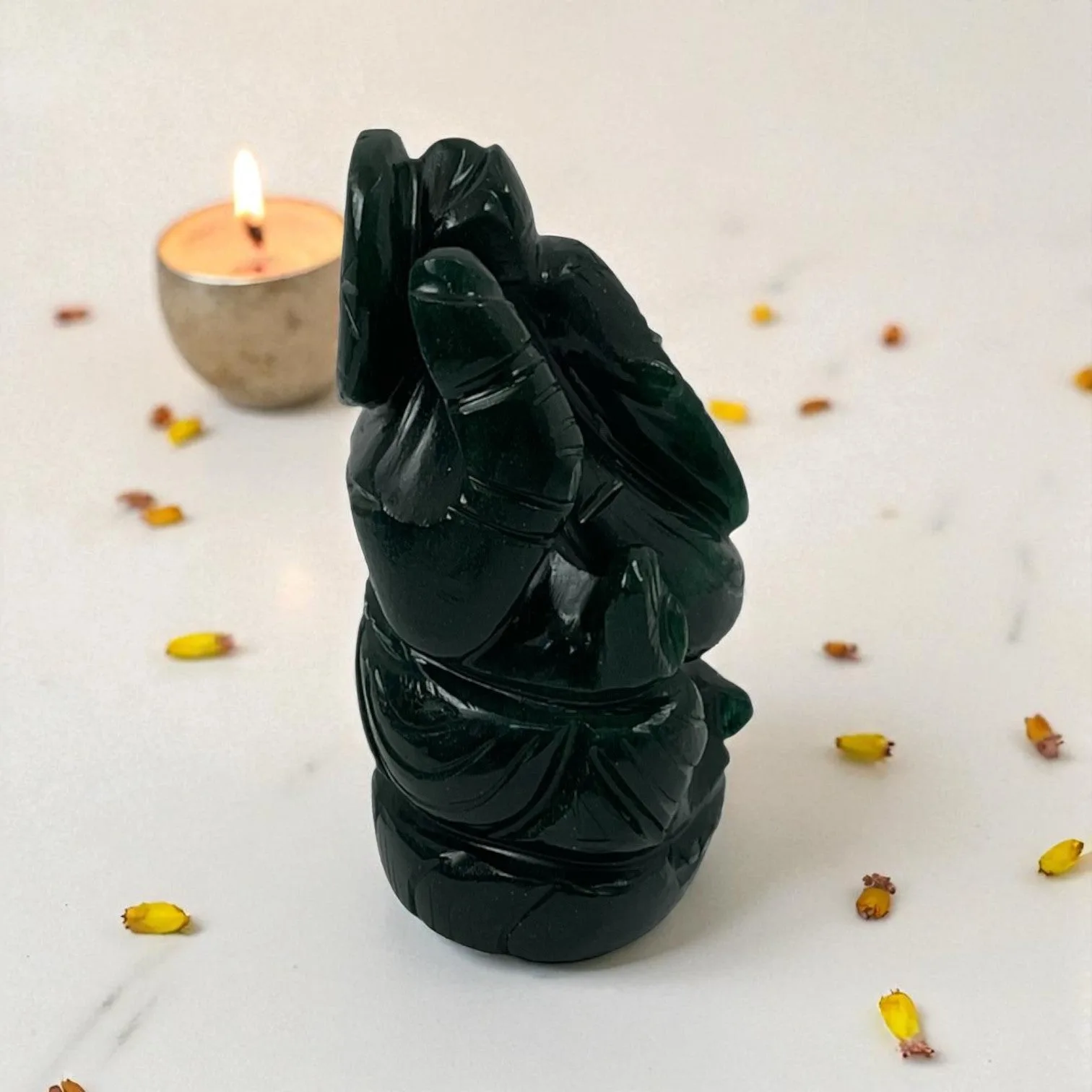 Green Aventurine (Dark ) Crystal Ganesha for Positivity