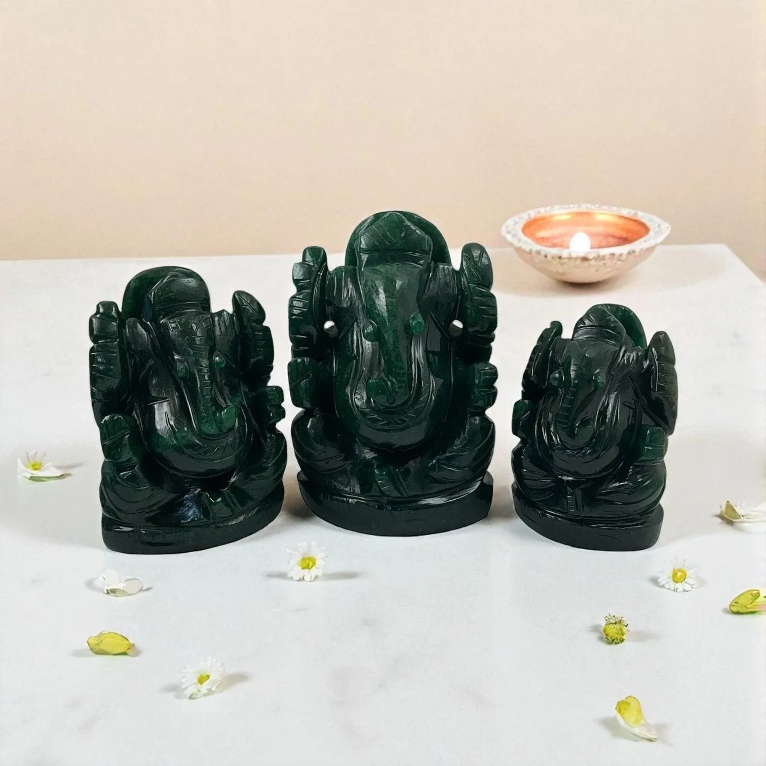 Green Aventurine (Dark ) Crystal Ganesha for Positivity