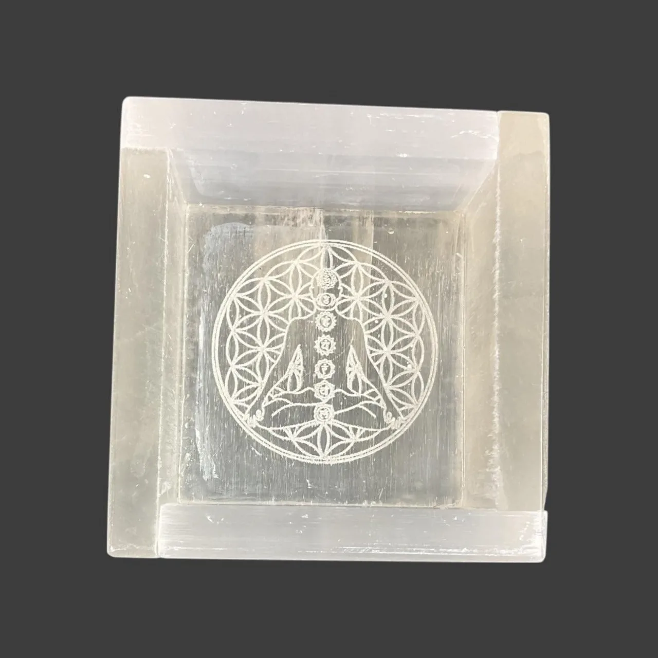 7 Chakra Selenite Crystal Square Tray