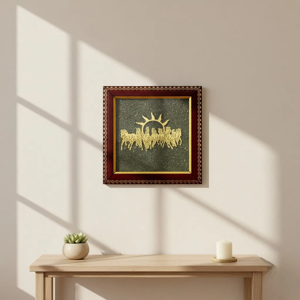 Golden Pyrite 7 Running Horses Frame