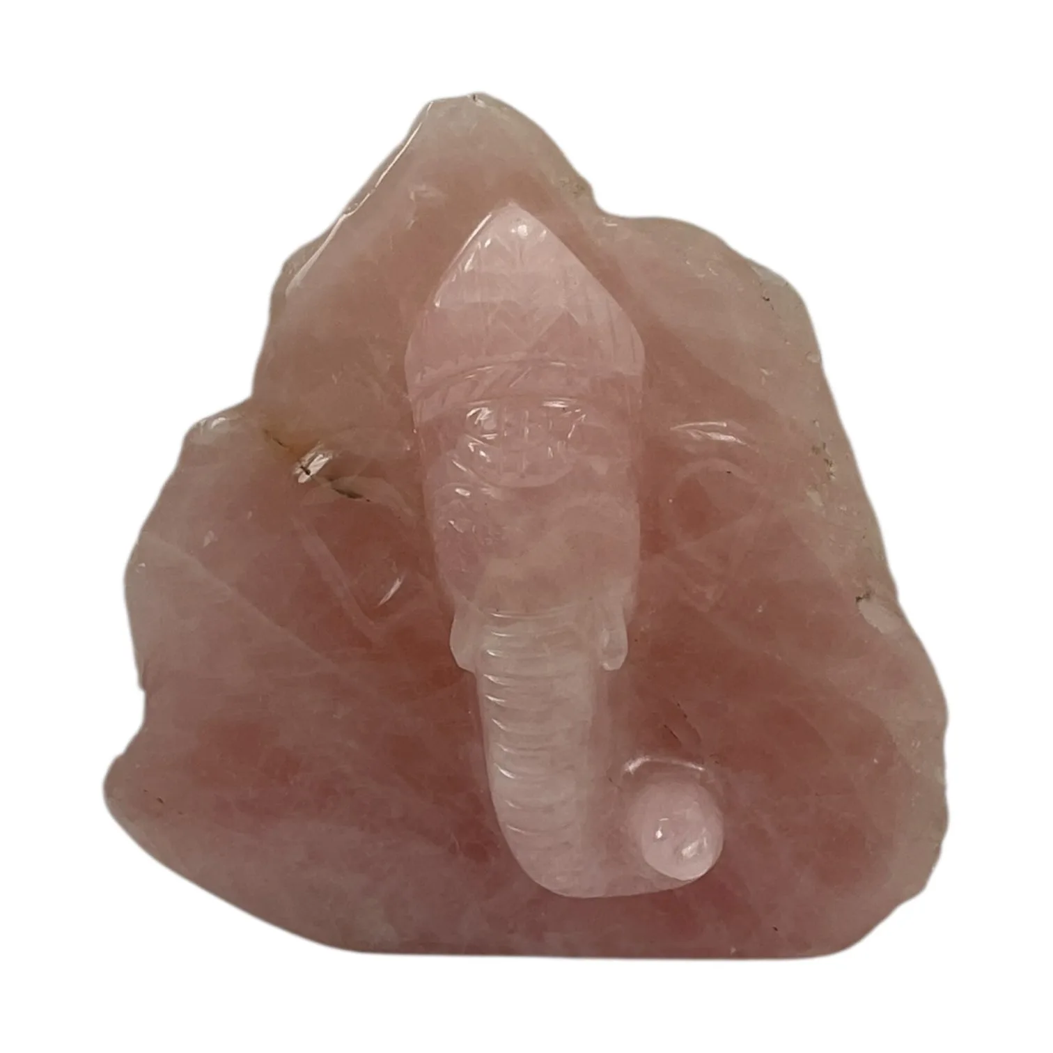 Rose Quartz Slab Ganesh Statue