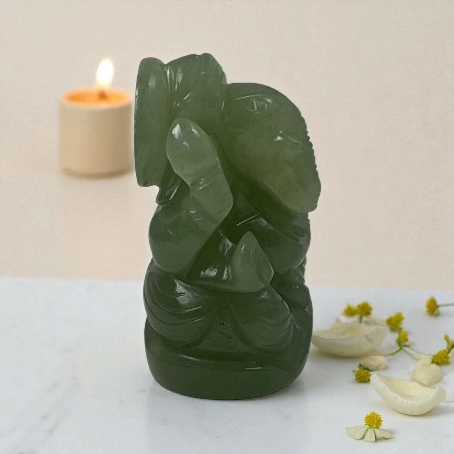 Natural Green Aventurine Lord Ganesha Idol