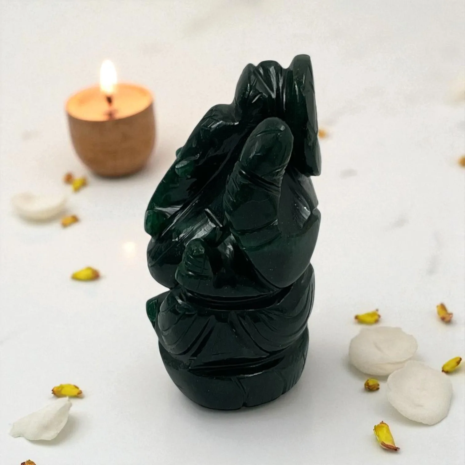 Natural Green Aventurine Lord Ganesha Idol for Wealth & Prosperity