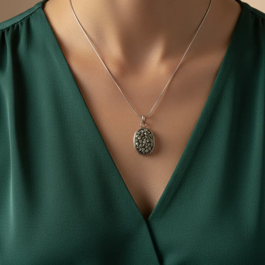 Pyrite Claster Oval Pendant