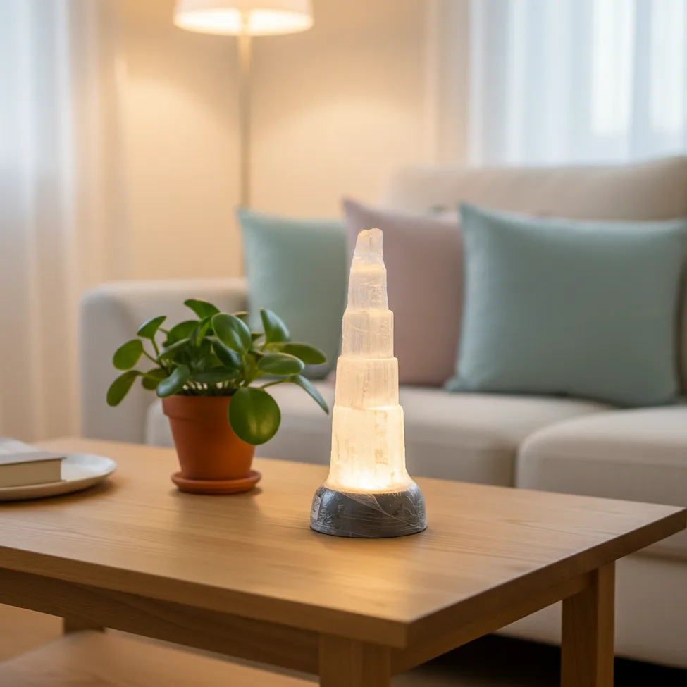 Selenite Crystal Tower Lamp