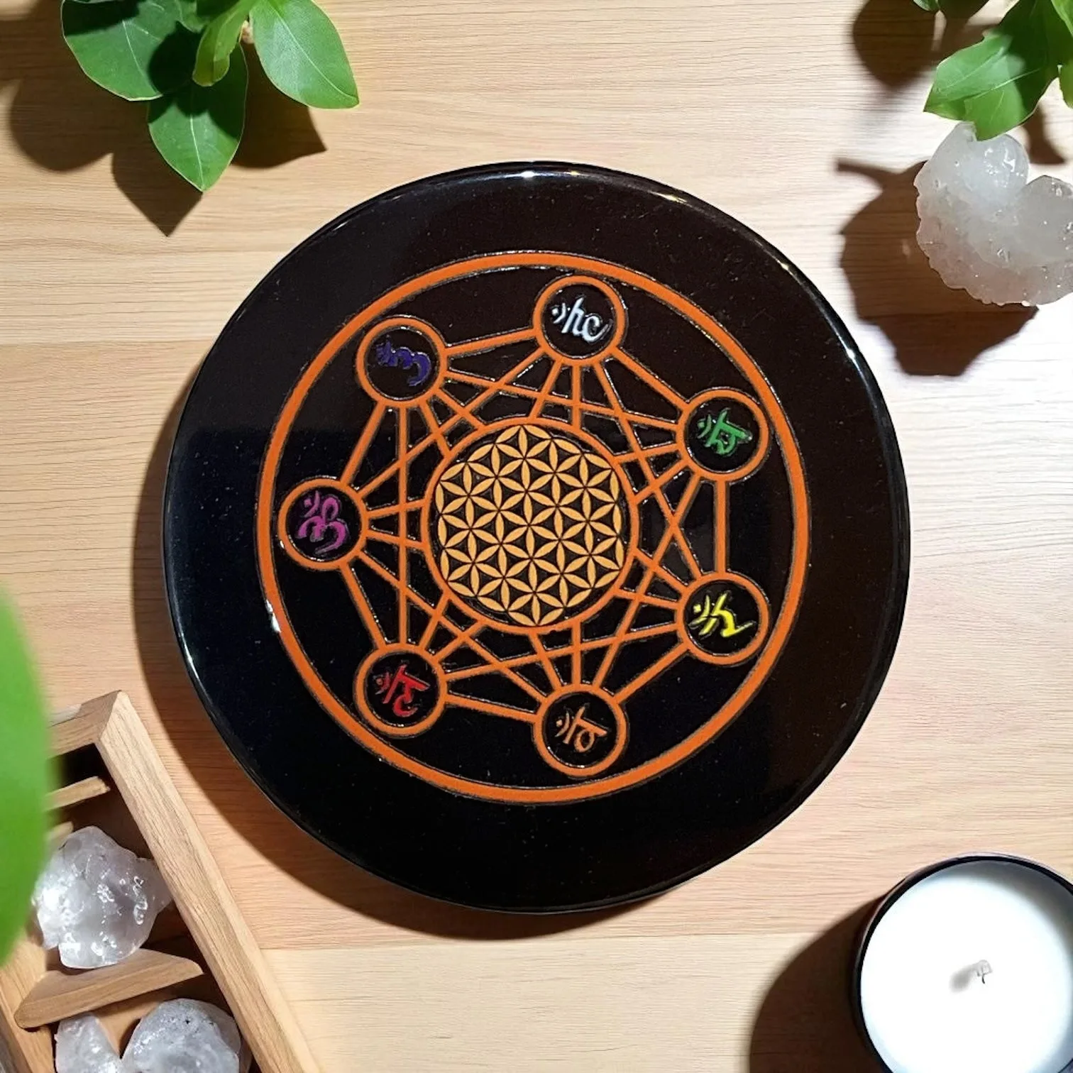 Black Agate Crystal Charging Plate