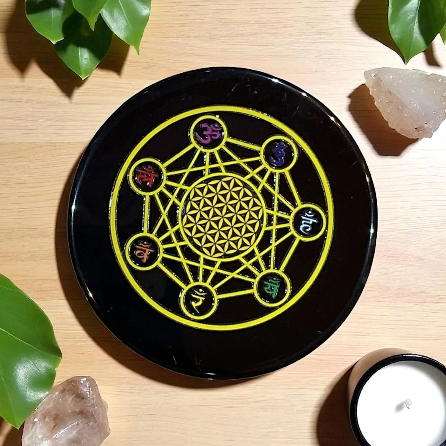Black Agate Crystal Charging Plate