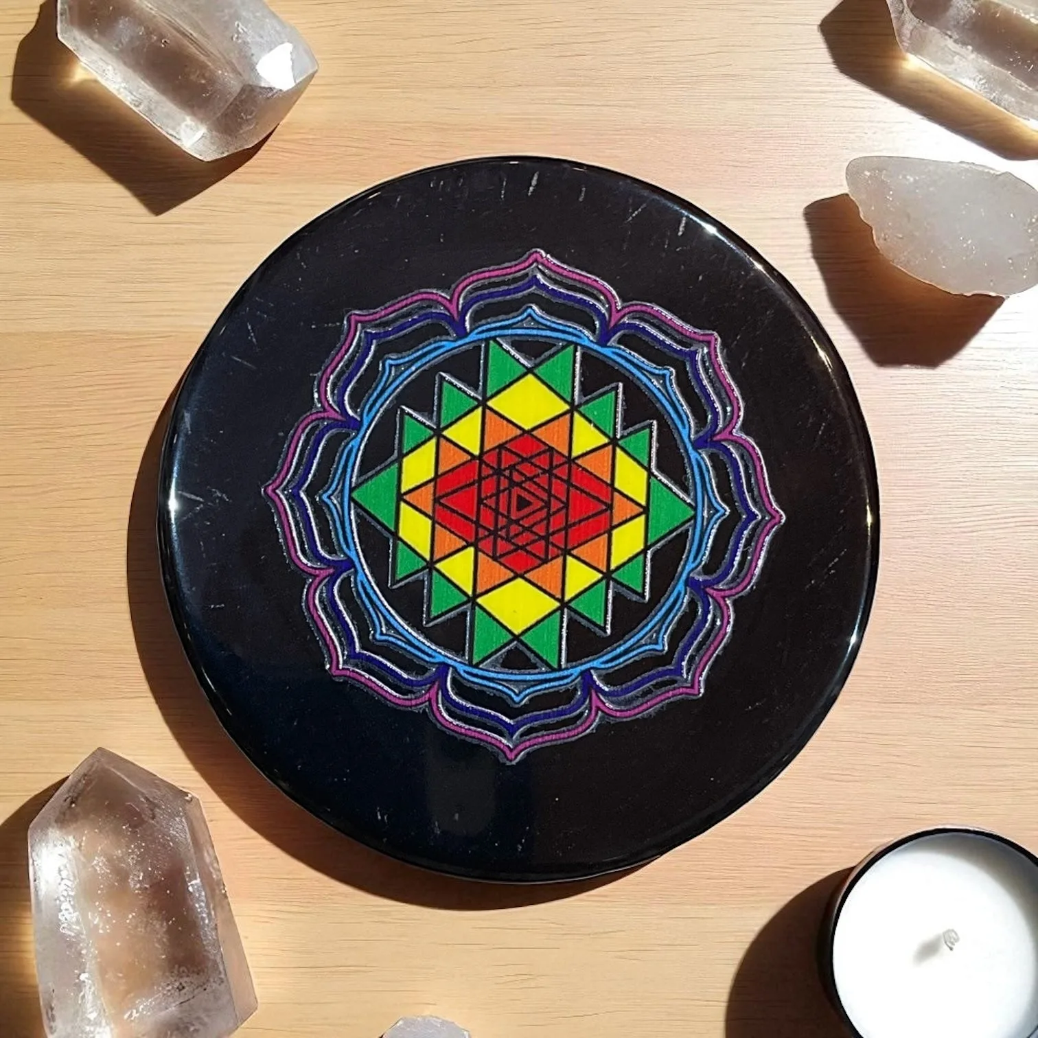 Black Agate Crystal Charging Plate